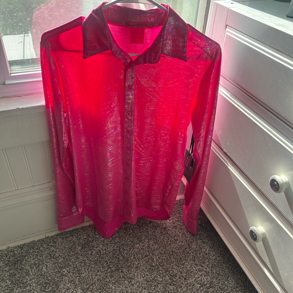 Cowgirl Tuff Pink Button Down Shirt